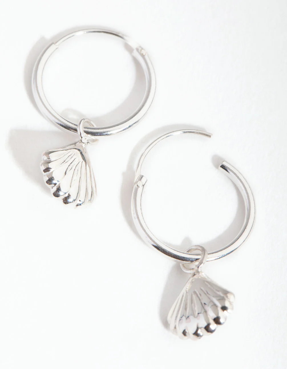 Sterling Silver Shell Hoop Earrings - Image 2