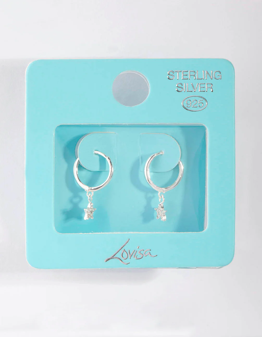 Sterling Silver Diamante Star Huggie Earrings - Image 2