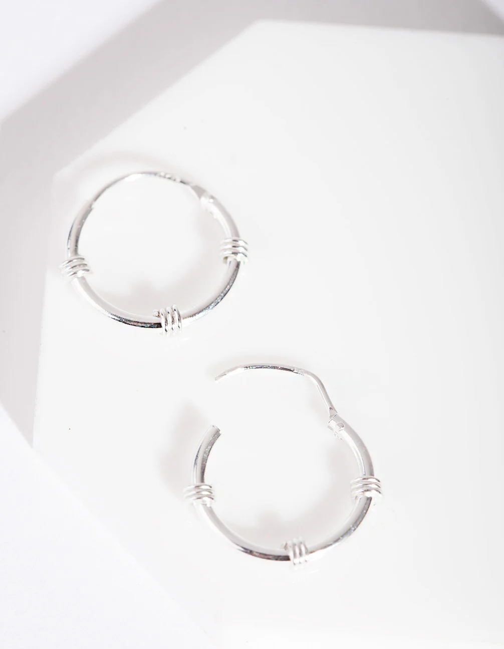 Sterling Silver Wire Wrap Hoop Earrings - Image 2