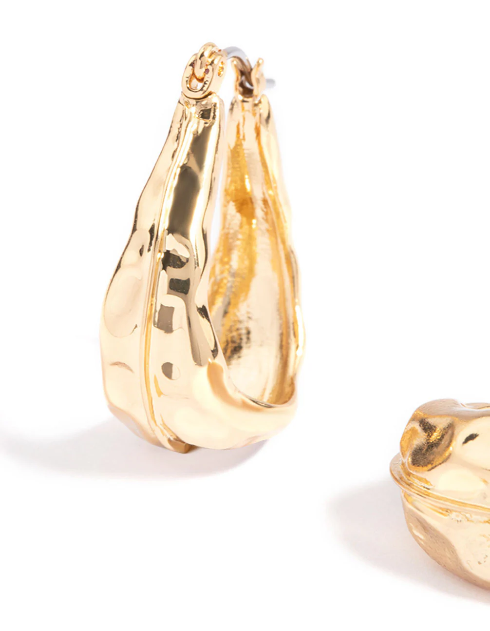 Gold Plated Molten Oval Hoop Earrings - Image 2