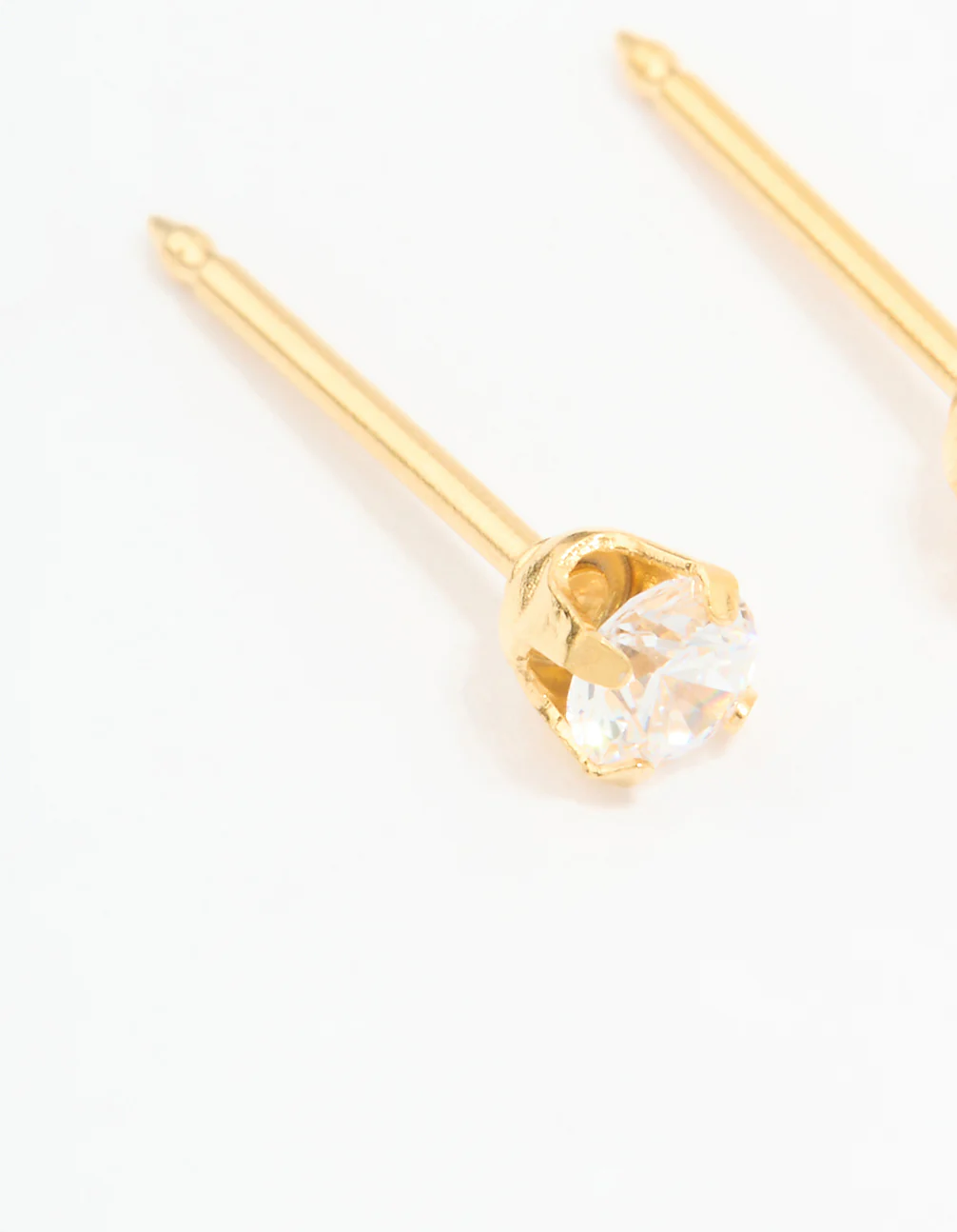 24KT Gold Plated Surgical Stainless Steel 3MM Cubic Zirconia Piercing Stud - Image 2