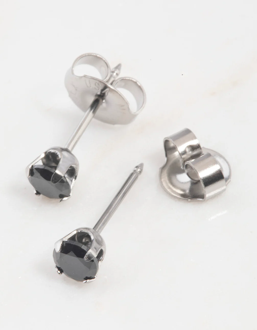 Surgical Steel Princess Cut Cubic Zirconia Piercing Stud 3mm - Image 3