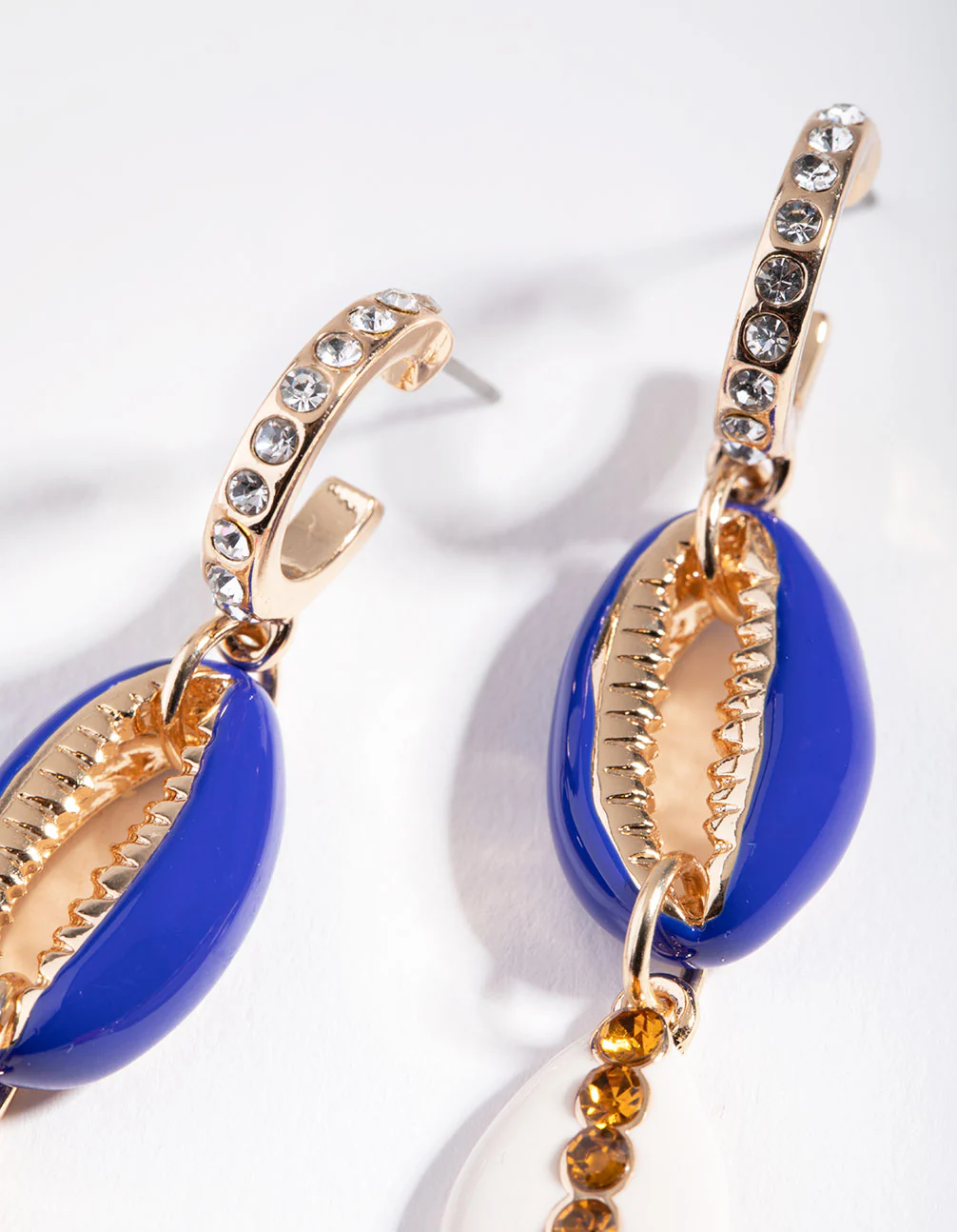 Gold Triple Coloured Conch Earrings - Image 3