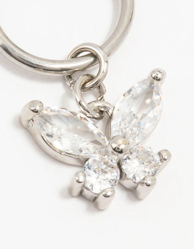 Surgical Steel Butterfly Drop Belly Ring - Image 2