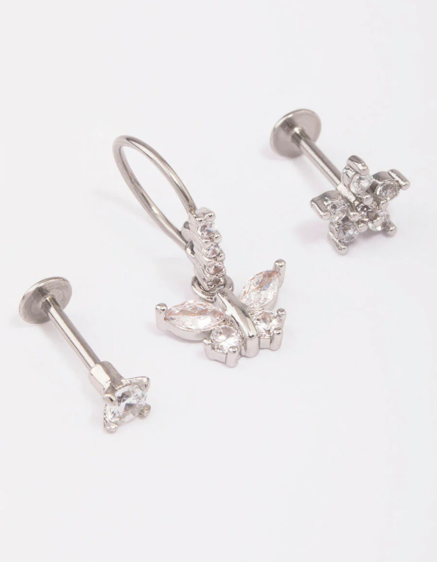 Surgical Steel Butterfly Flat Back 3-Pack - Image 2