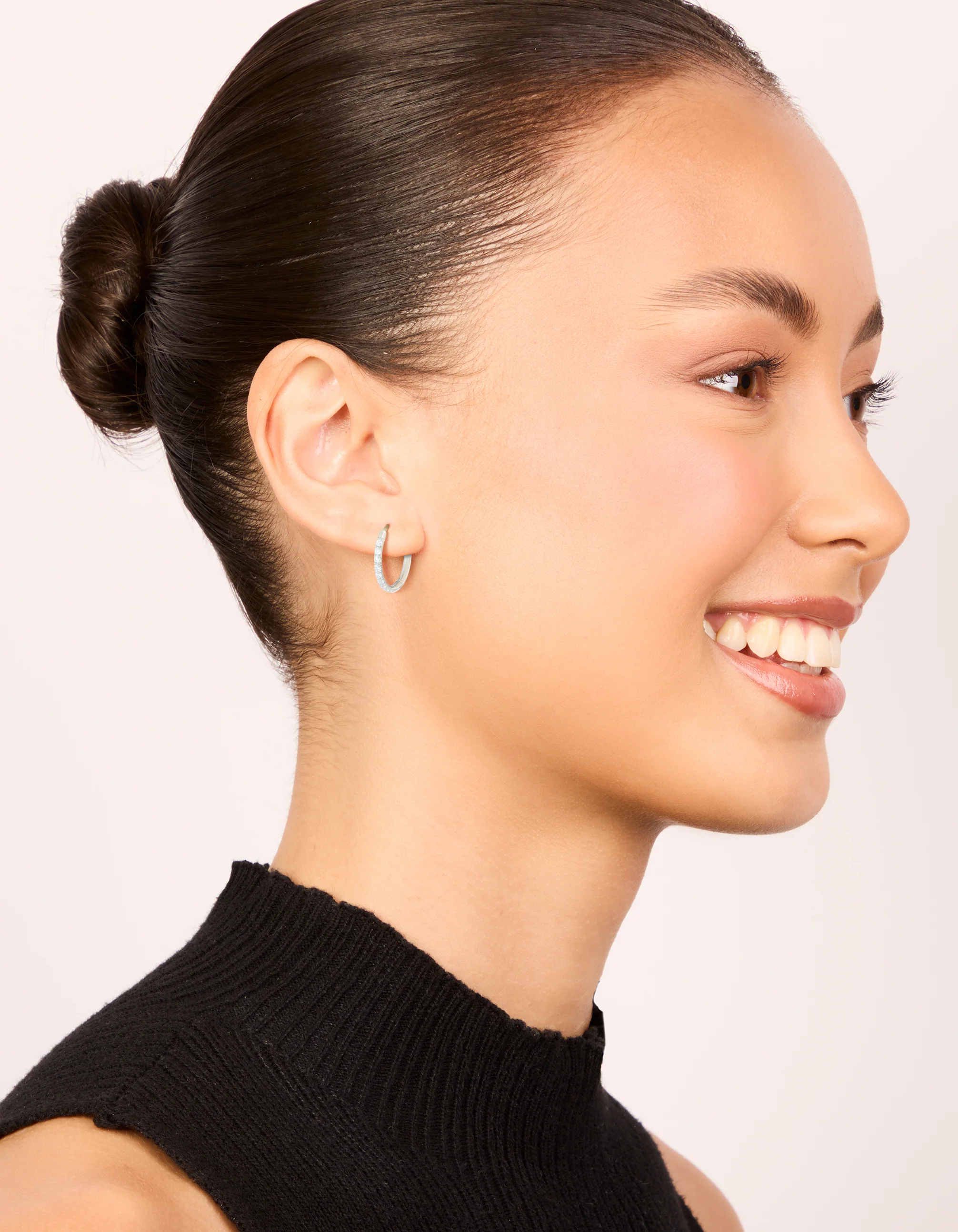 Surgical Steel Cubic Zirconia Classic Hoop Earrings 12 MM - Image 2