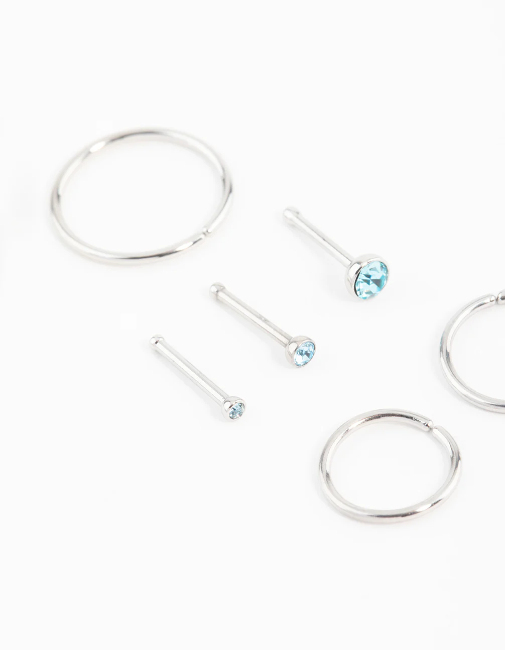 Surgical Steel Fine Graduating Cubic Zirconia Nose Ring & Stud 6-Pack - Image 2