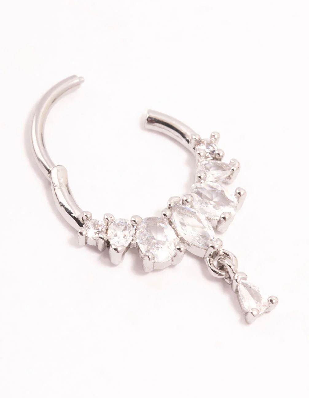 Surgical Steel Mixed Cut Stone Drop Clicker Ring - Image 2