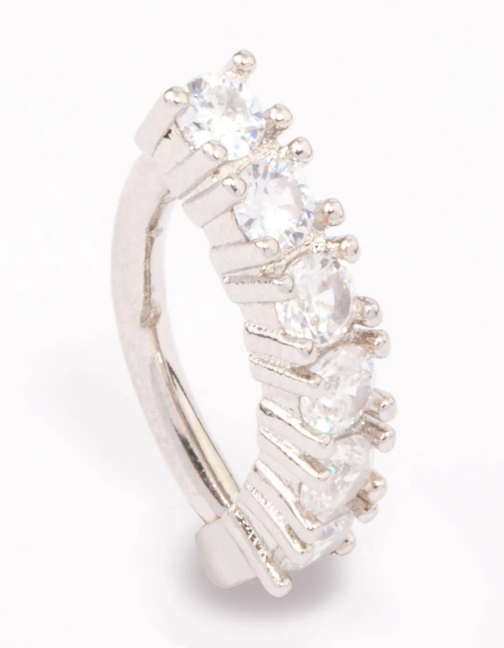 Surgical Steel Round Cubic Zirconia Curve Belly Ring - Image 2