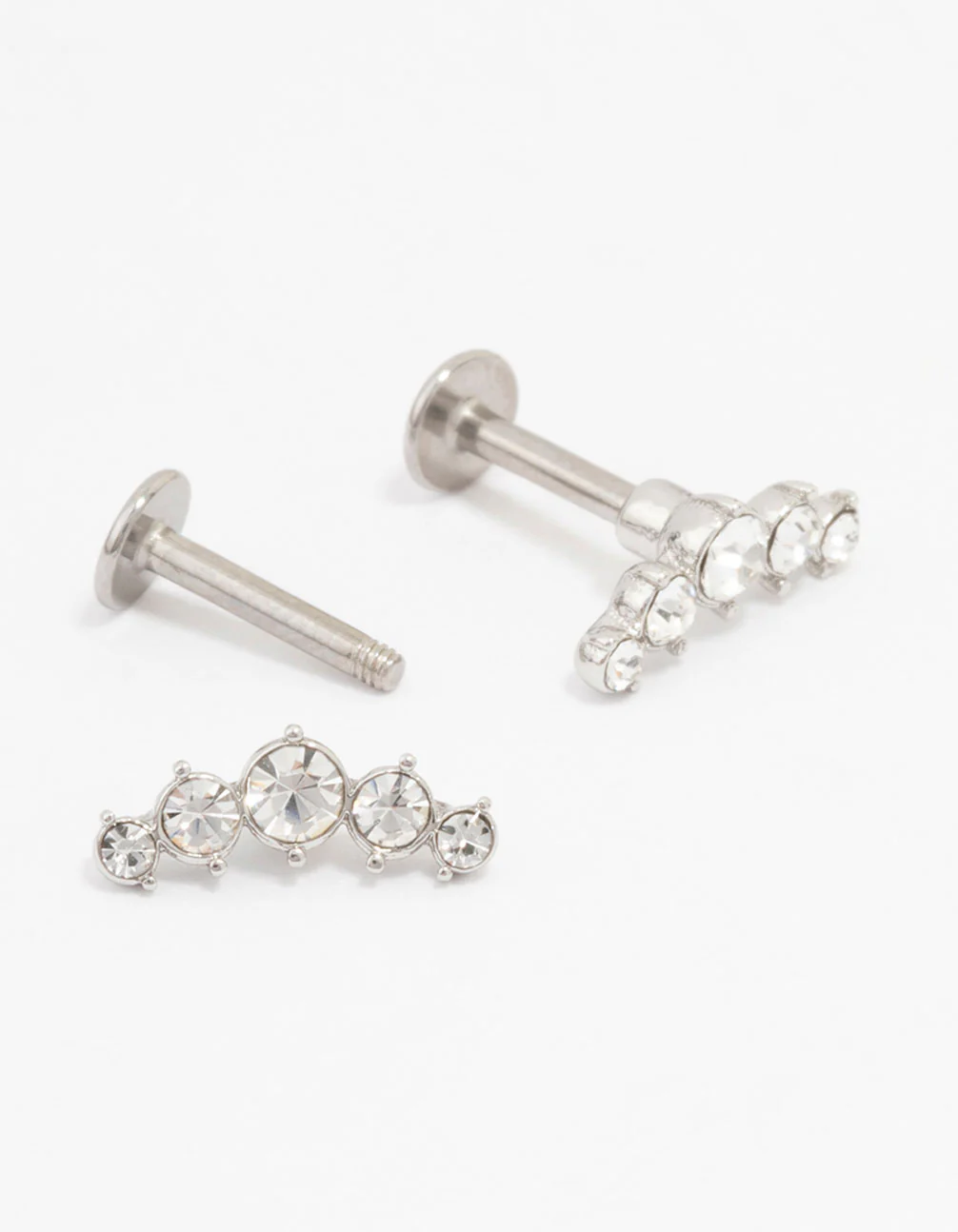 Surgical Steel Round Cubic Zirconia Flat Back 2-Pack - Image 2
