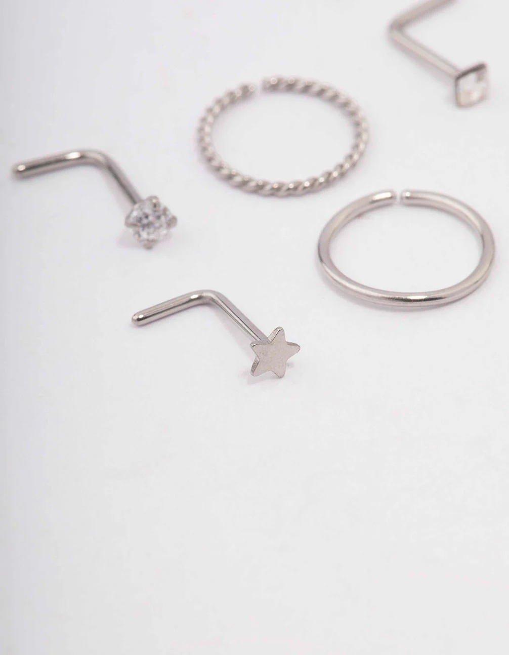 Surgical Steel Star Twisted Nose Piercing 6-Pack - Image 2