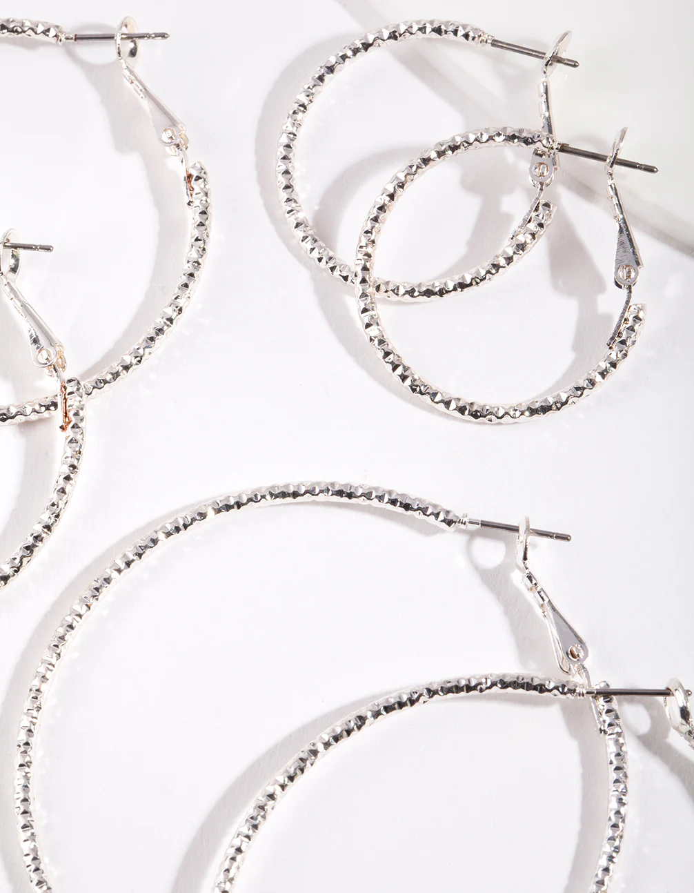 Silver Textured Hoop Earring Pack - Image 2