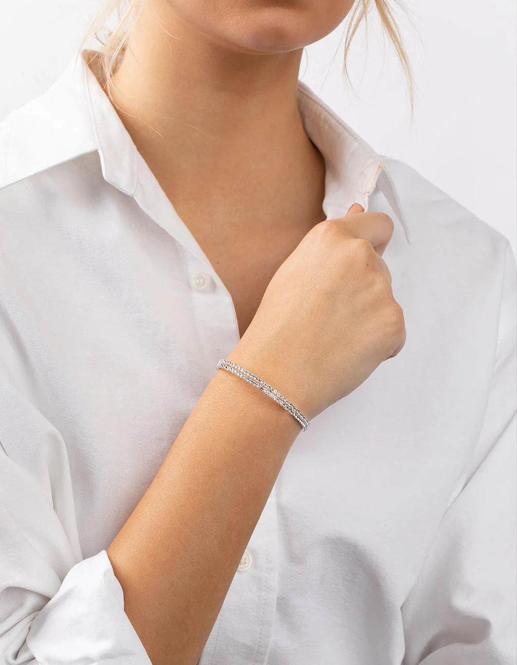Silver Double Diamante Bangle - Image 4