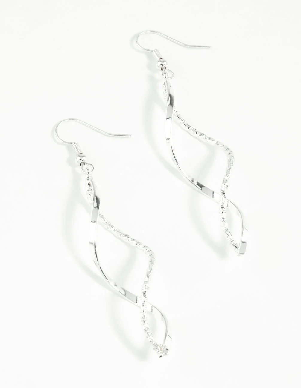 Silver Diamond Cut Twist Earrings