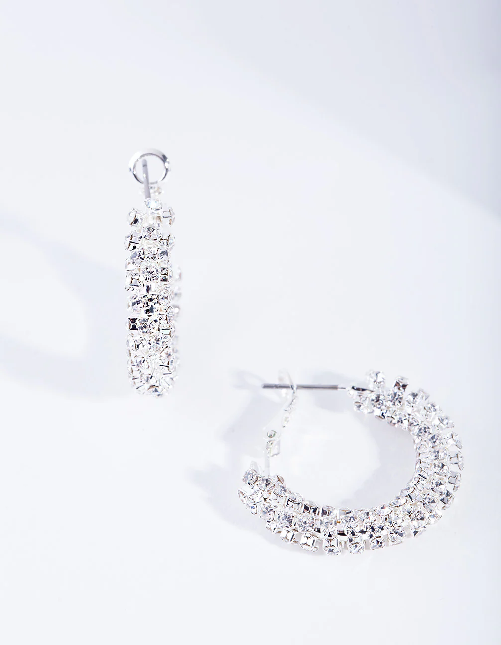 Silver Mini Hoop Cup Chain Earrings - Image 3