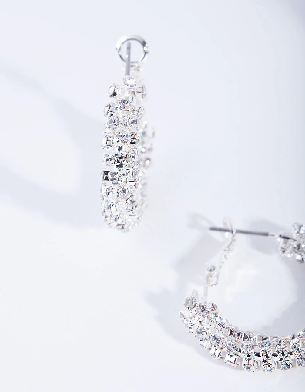Silver Mini Hoop Cup Chain Earrings - Image 4