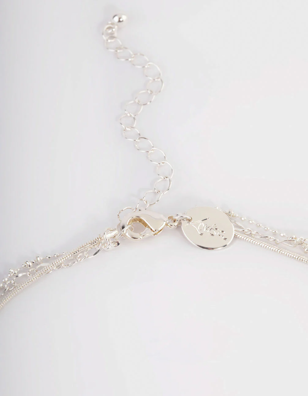 Silver Mixed Disc Pendant Y Layered Necklace - Image 3