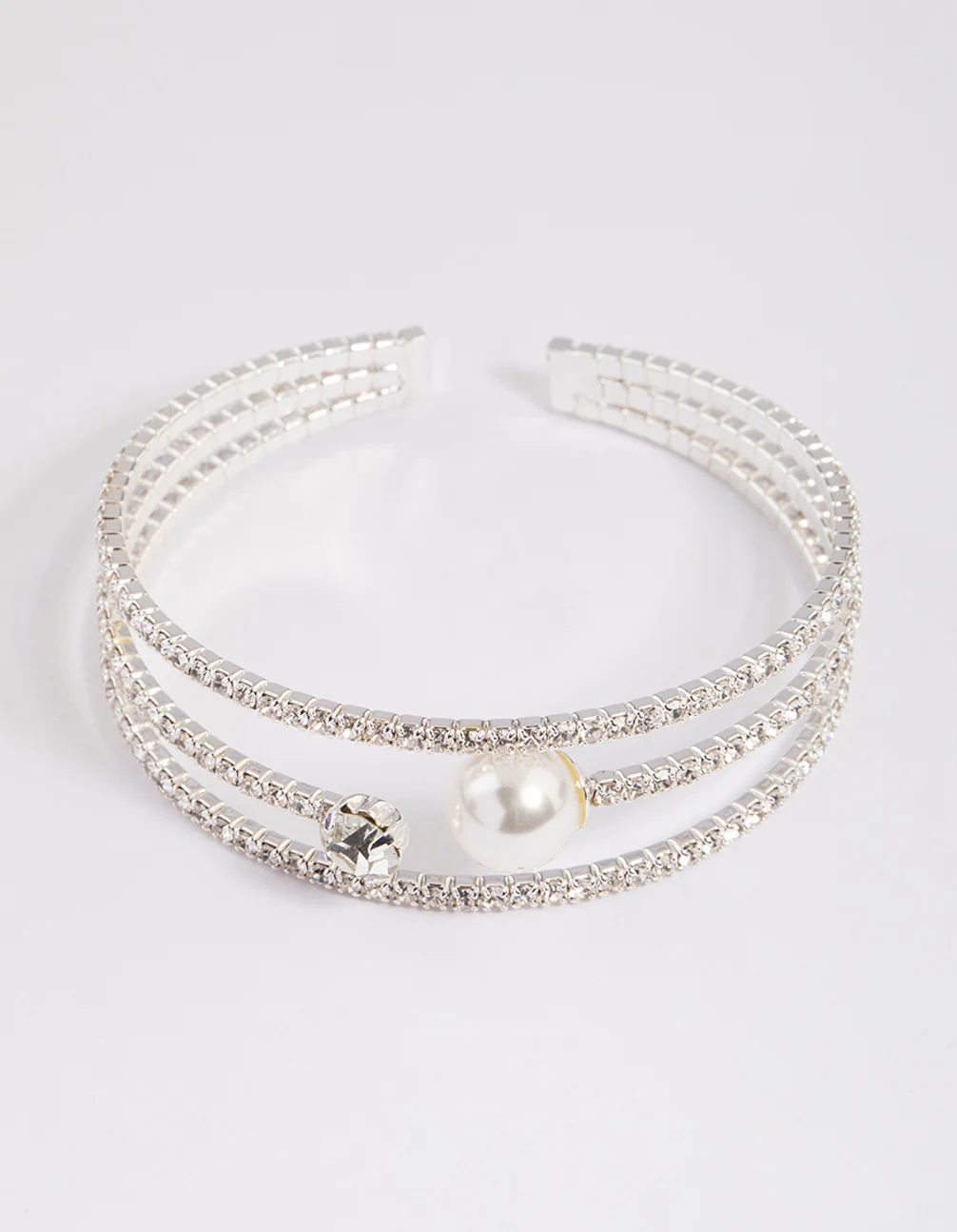 Silver Pearl Cup Chain Cuff - Image 2