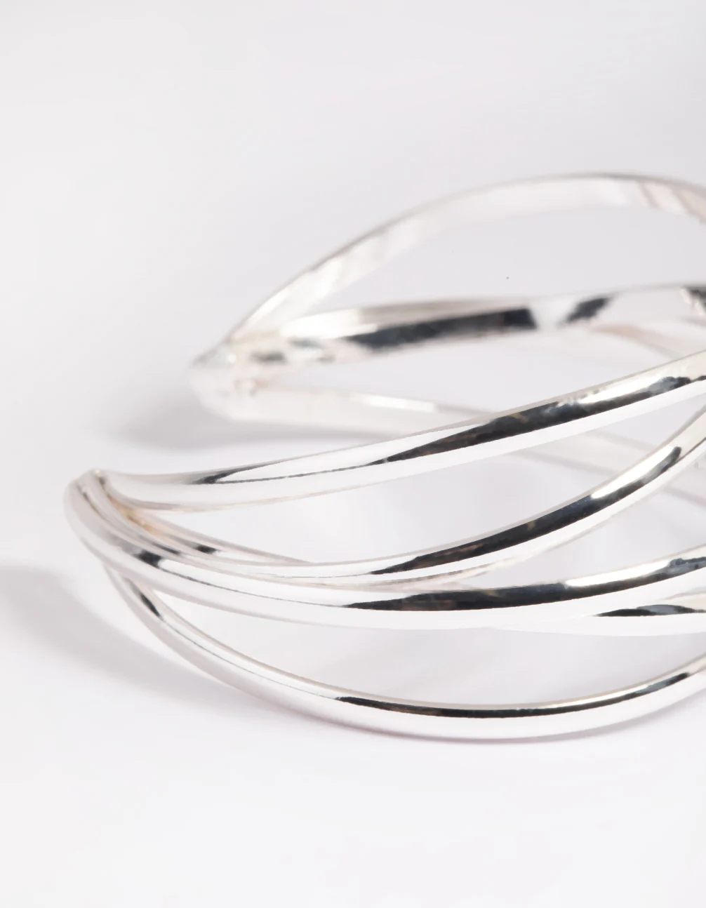 Silver Cross Over Cuff Bracelet - Image 4