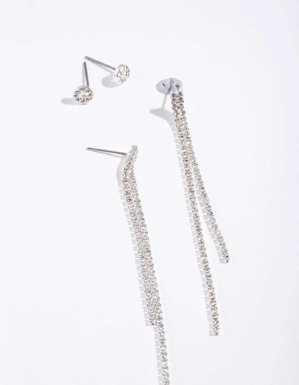 Silver Diamante Chain Earring Pack - Image 2
