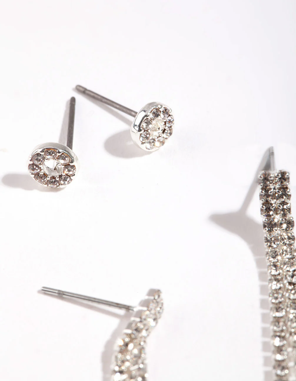 Silver Diamante Chain Earring Pack - Image 3