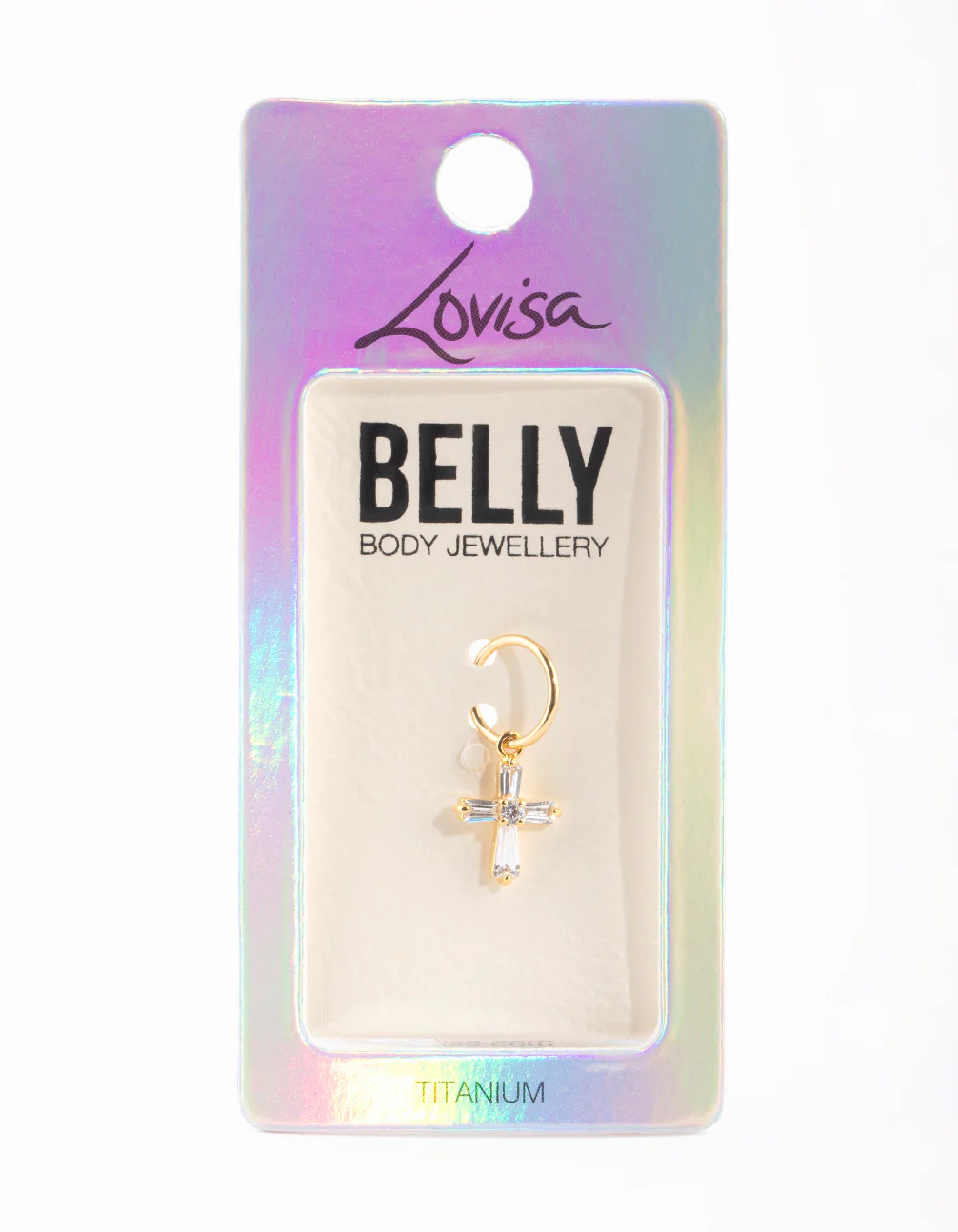 Gold Plated Titanium Diamante Belly Ring - Image 4