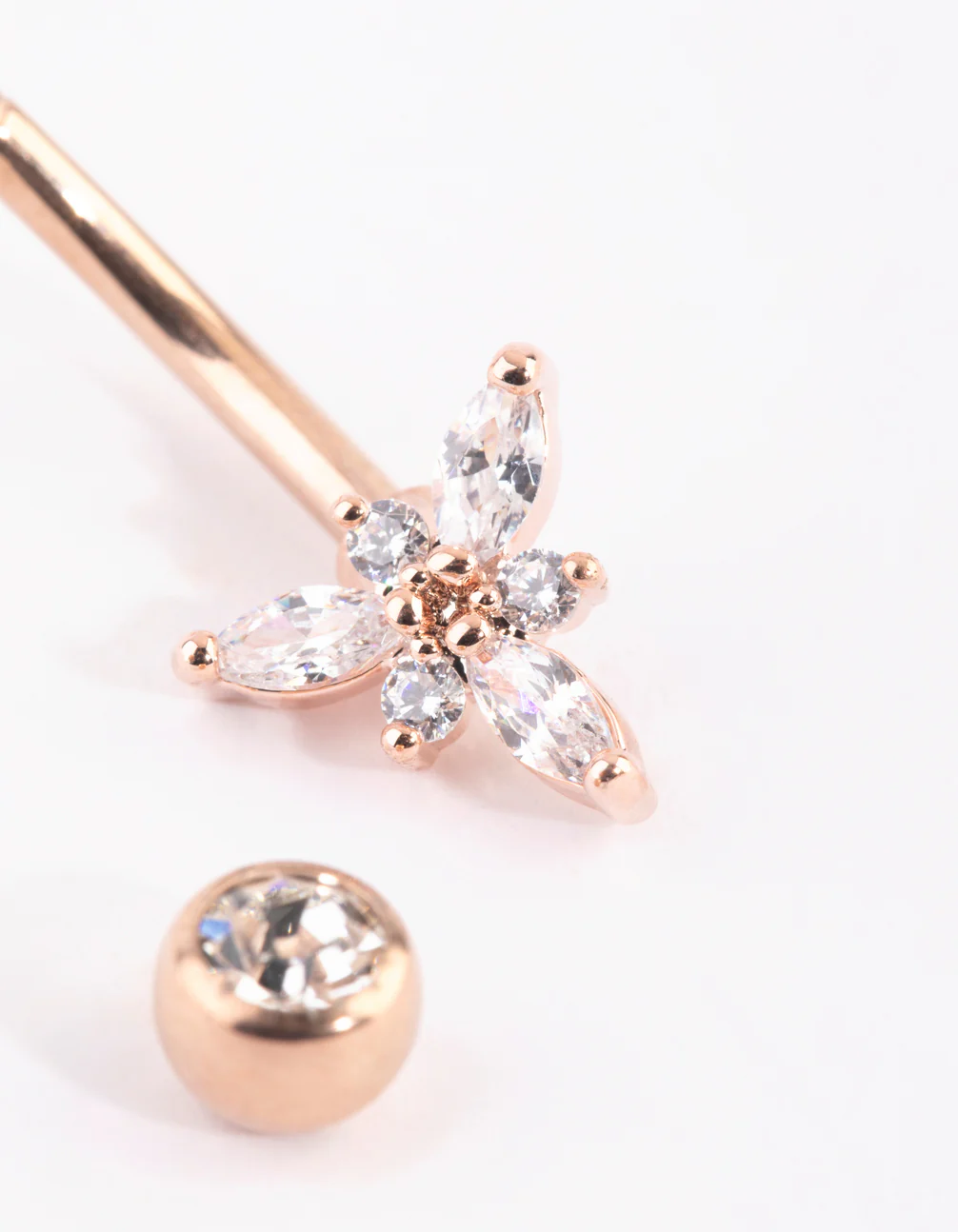 Rose Gold Plated Titanium Diamante Belly Bar - Image 7