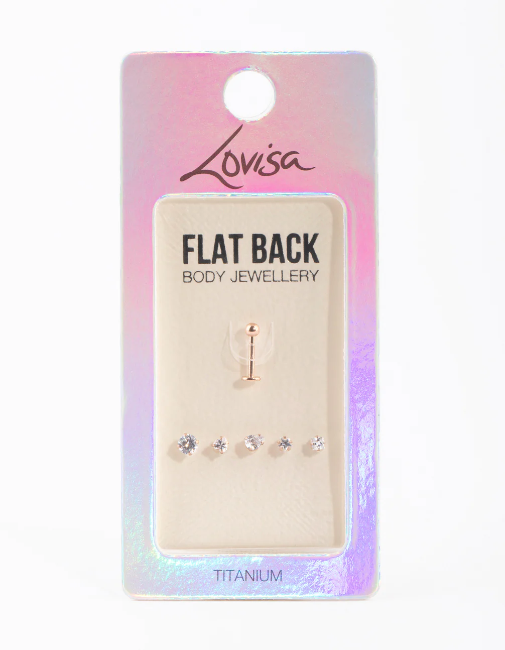 Rose Gold Plated Titanium Single Flat Back Bar & Interchangeable Ends 6-Pack - Image 2