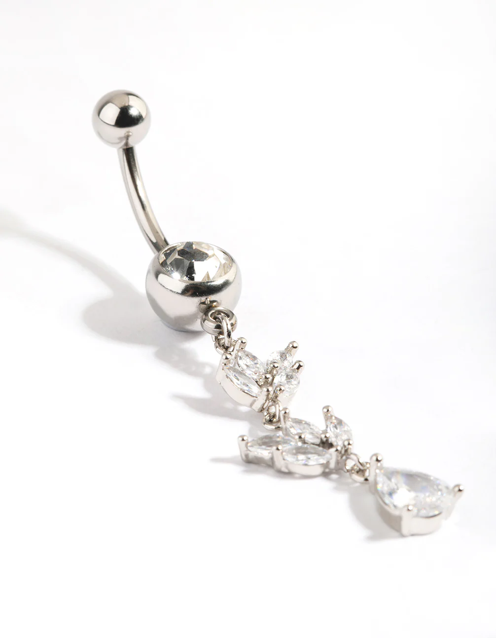 Titanium Cubic Zirconia Marquise Belly Bar - Image 2