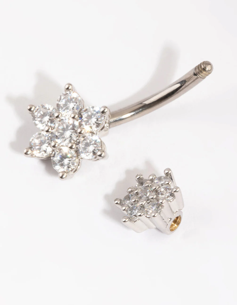 Titanium Diamante Flower Belly Bar - Image 3
