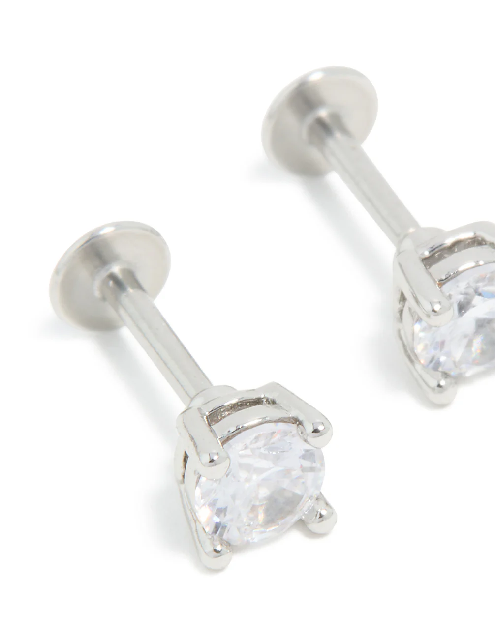 Titanium 4mm Cubic Zirconia Flat Back Studs - Image 2