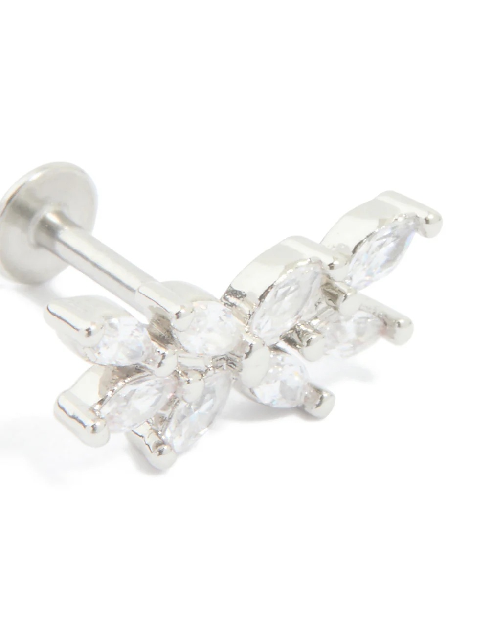 Titanium Cubic Zirconia Floral Crawler Single Flat Back Stud - Image 2
