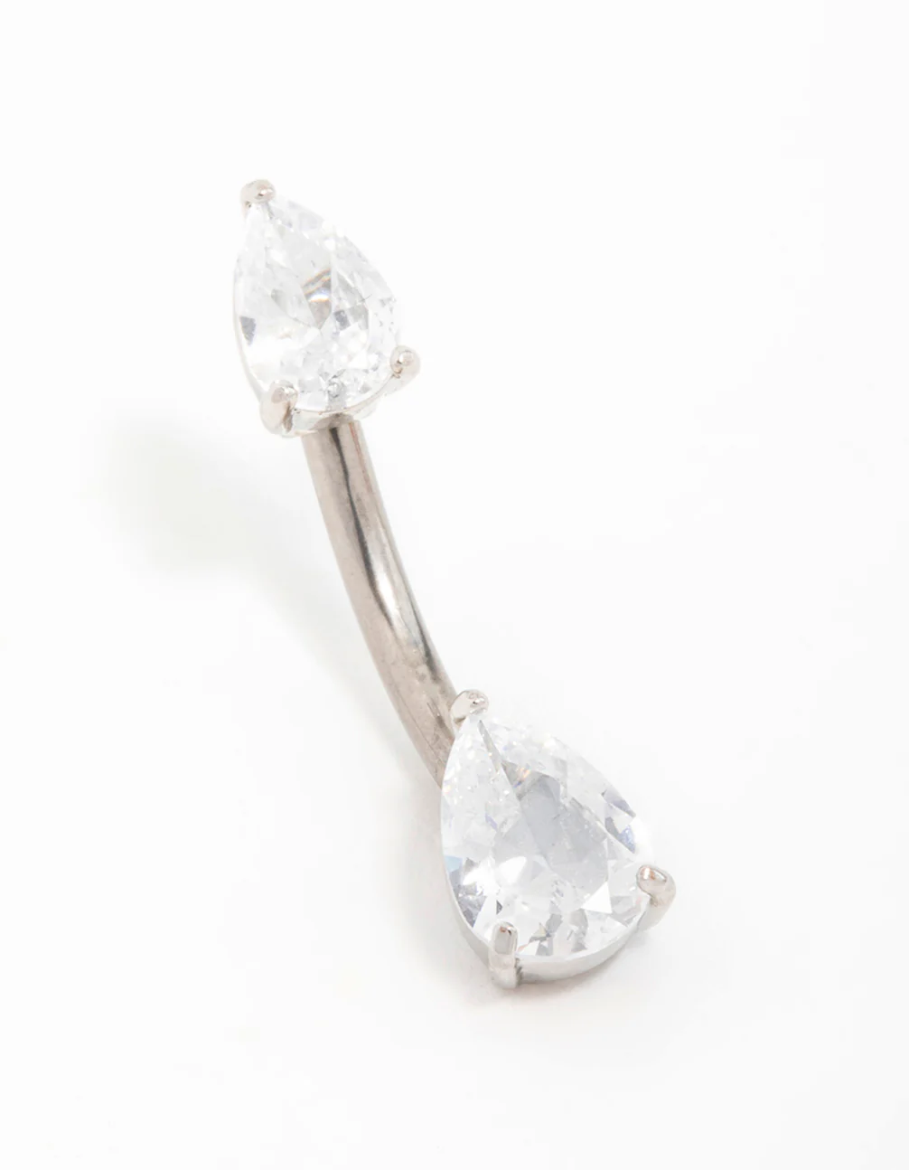 Titanium Cubic Zirconia Pear Belly Bar