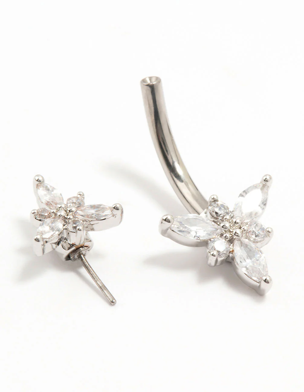 Titanium Double Pointy Flower Threadless Belly Bar - Image 2