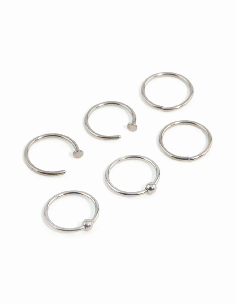 Titanium Nose Rings 6-Pack