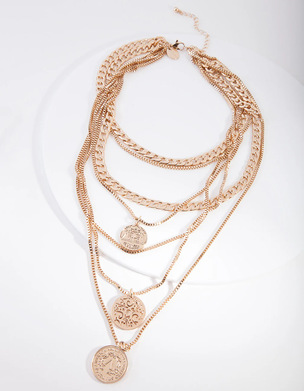 Antique Gold Mix Charm Row Necklace - Image 2