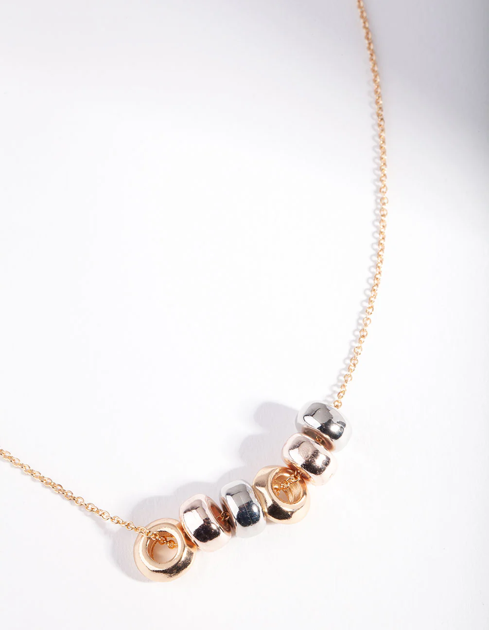 Mixed Metal Round Bead Necklace