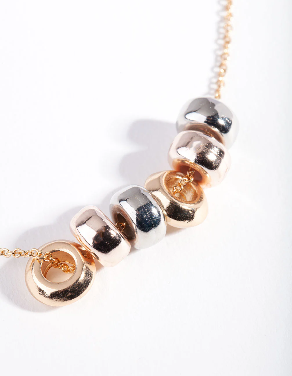 Mixed Metal Round Bead Necklace - Image 3