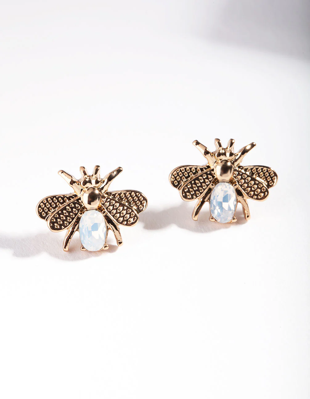 Gold Diamante Dee Stud Earrings - Image 4