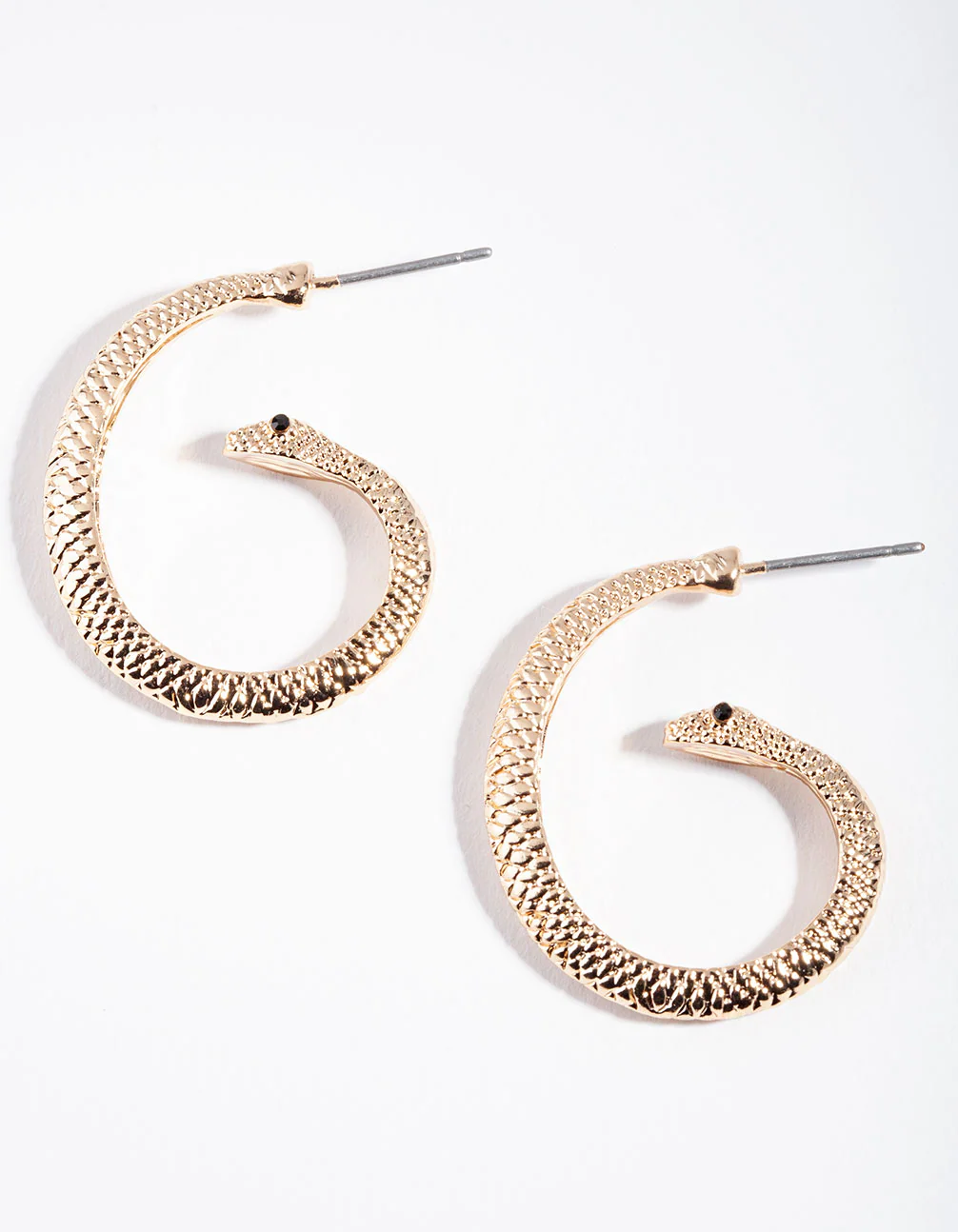 Gold Spiral Snake Hoop Earrings - Image 2