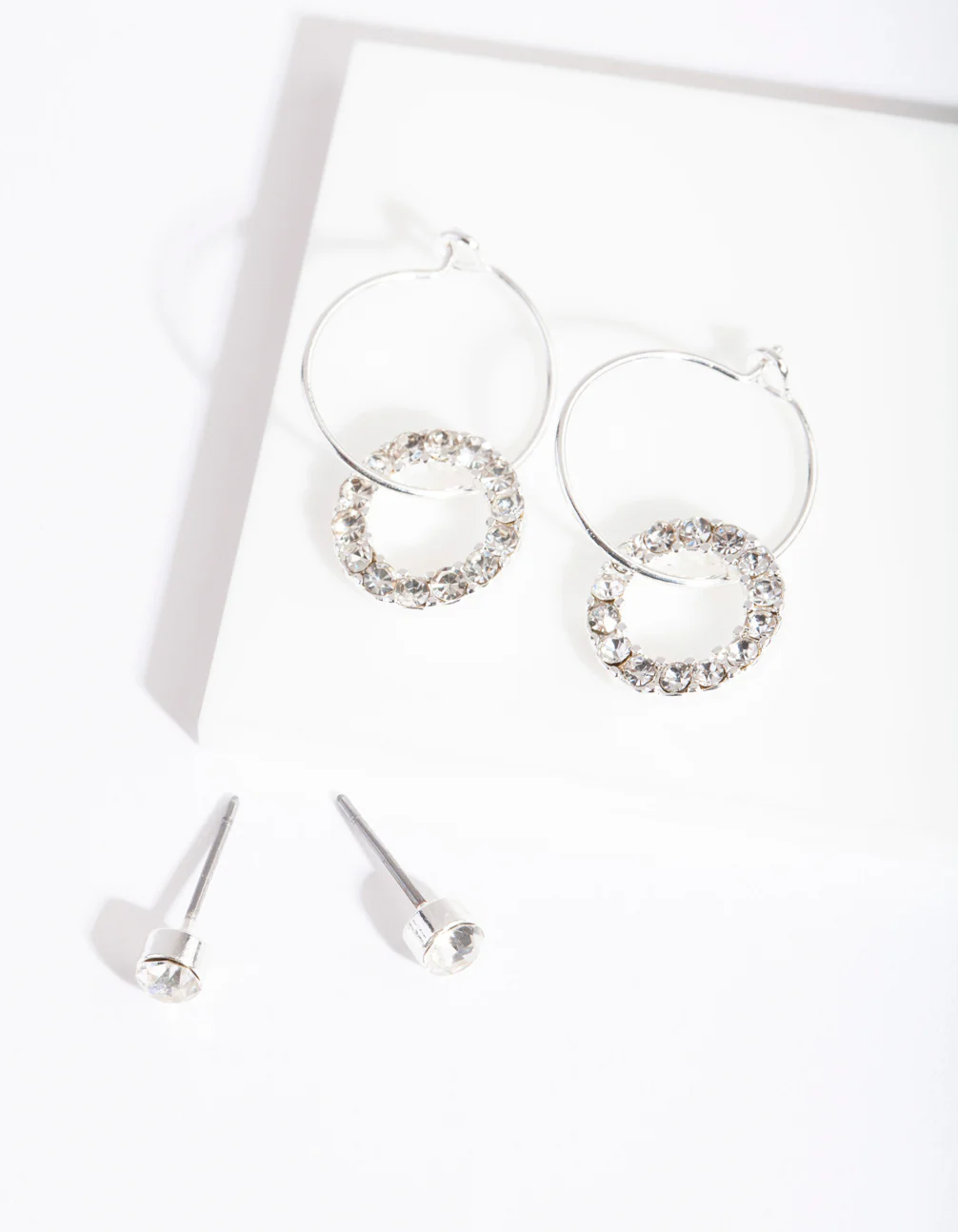 Silver Diamante Earrings Set - Image 2