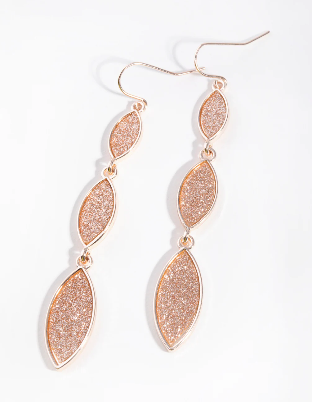 Rose Gold Glitter Oval Drop Earrings - Image 2
