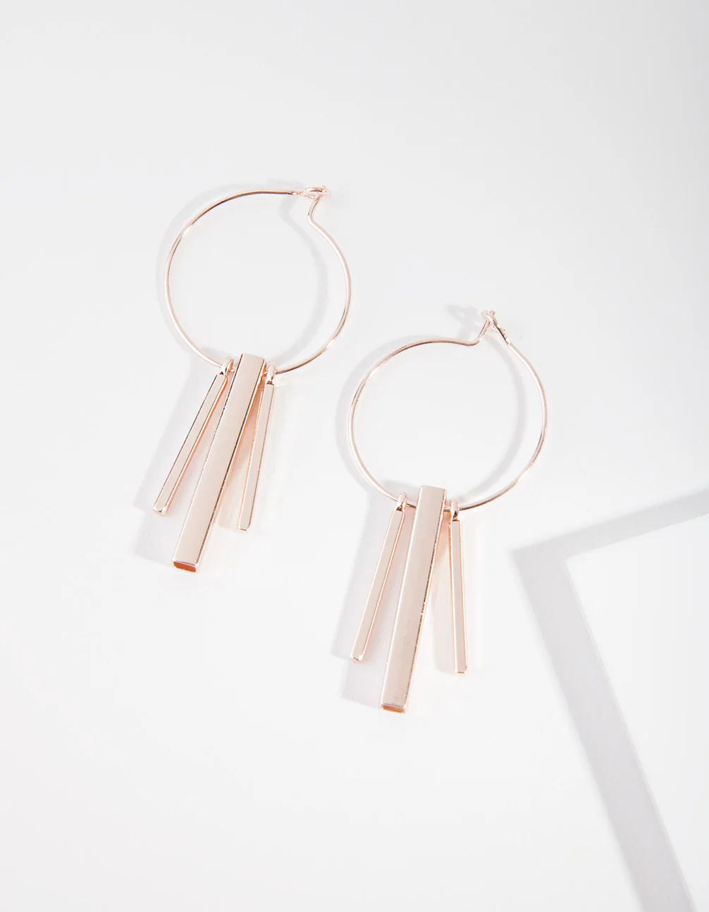 Rose Gold Square Cylinder Hoop Earrings