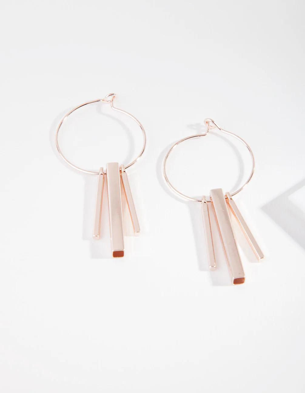Rose Gold Square Cylinder Hoop Earrings - Image 2