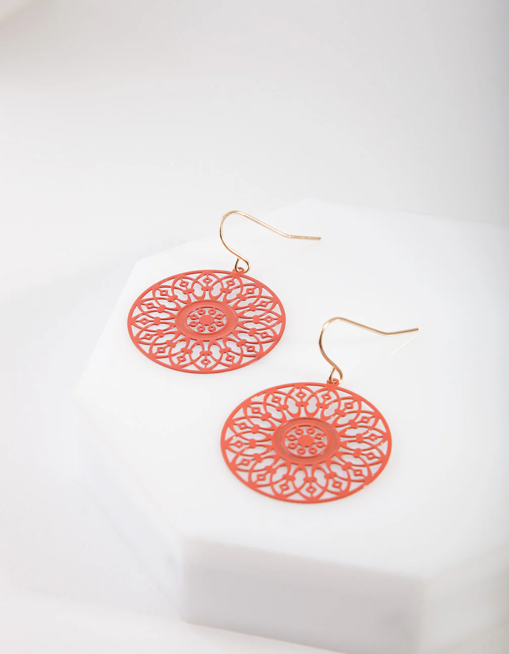 Gold Filigree Drop Earrings - Image 2