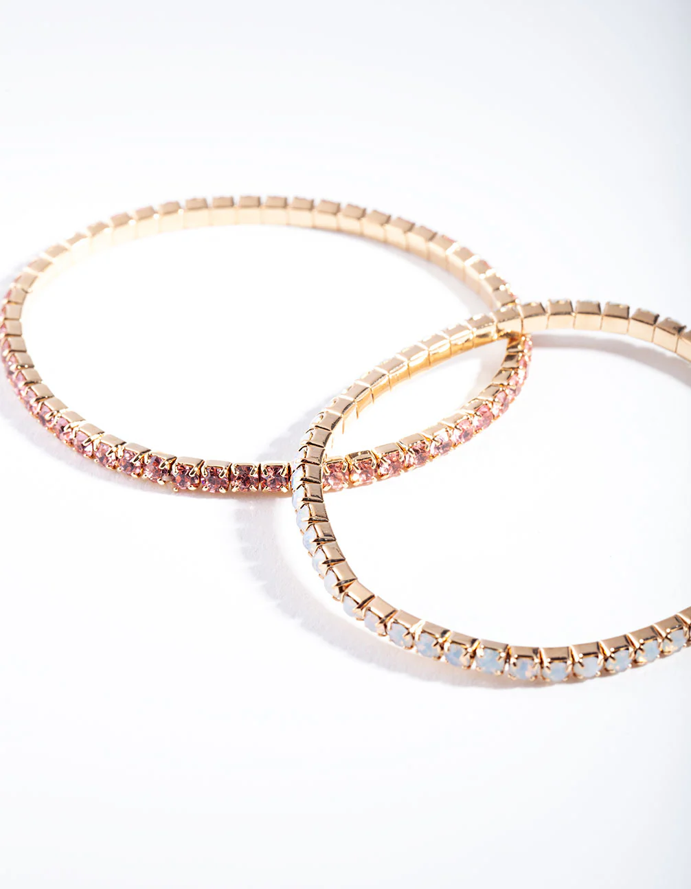 Gold Pink Multi Diamante Bracelet Set - Image 3