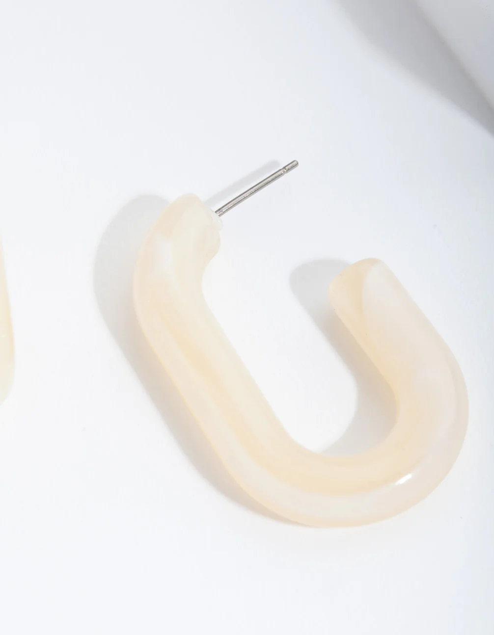 Cream Acrylic Hoop Earrings - Image 3