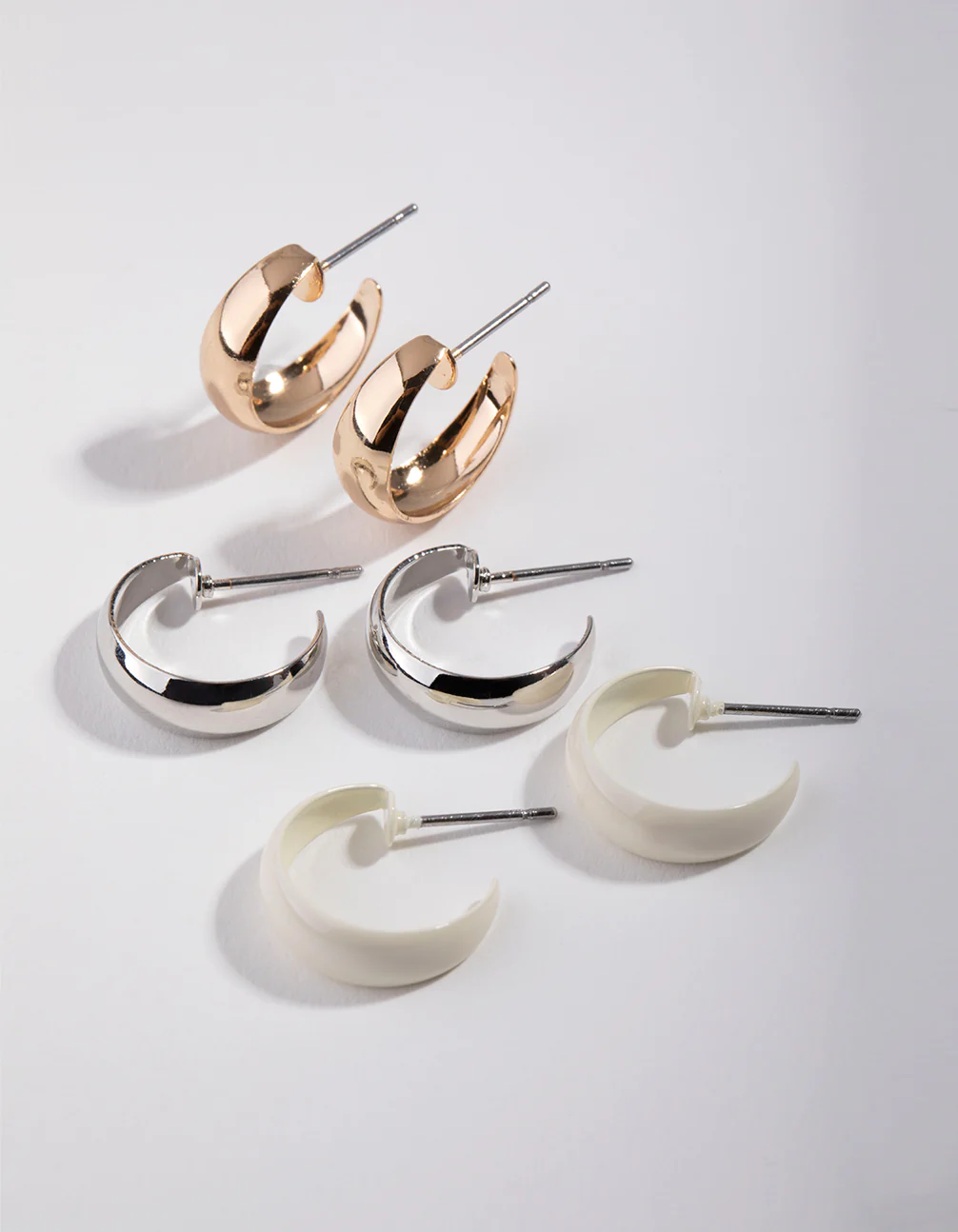 Mixed Metal Hollow Pack Hoop Earring - Image 2