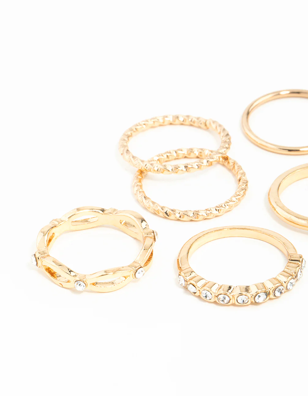 Gold Diamond Cut Twist Ring 8-Pack - Image 2
