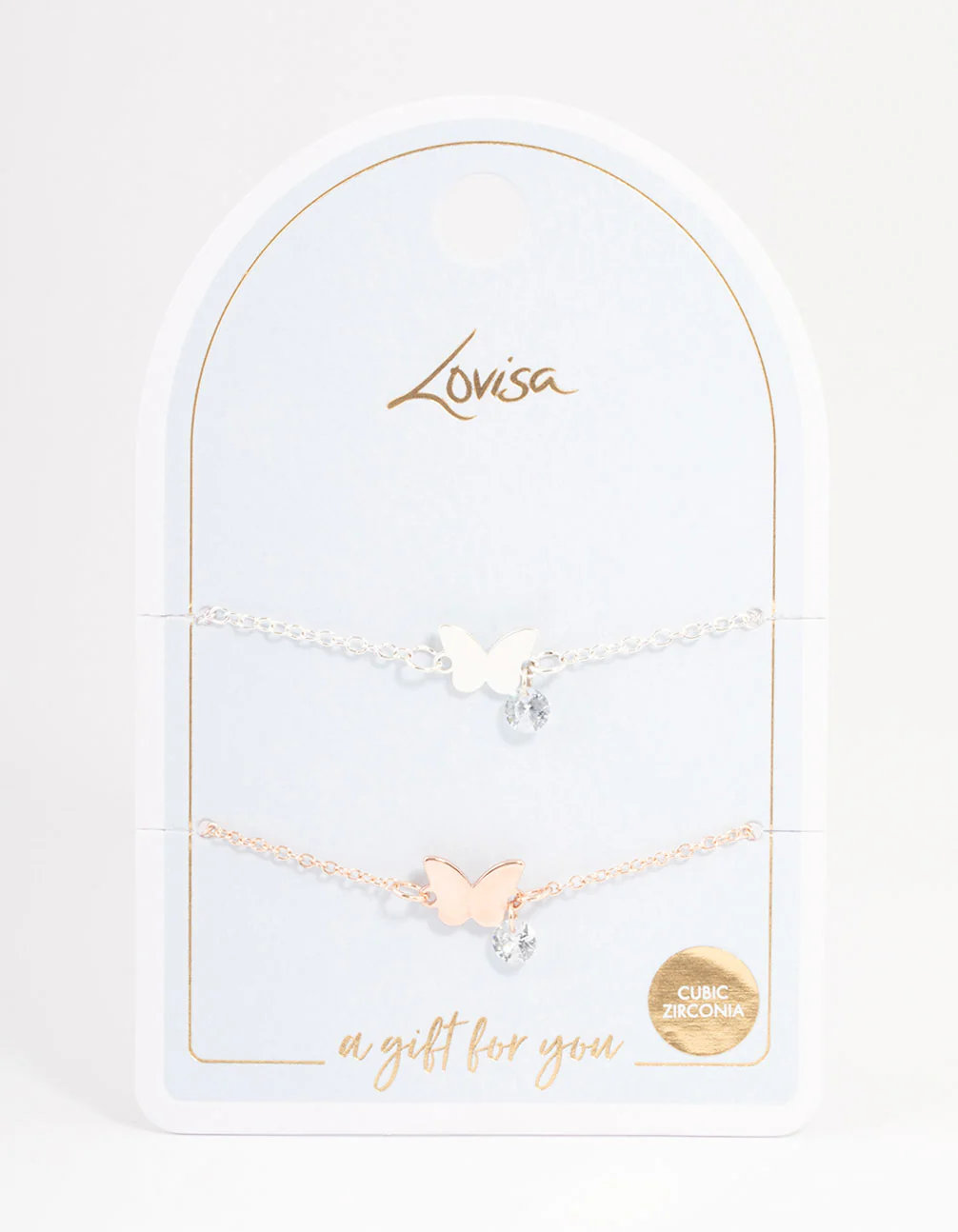 Mixed Metal Cubic Zirconia Butterfly Bracelet Pack - Image 2